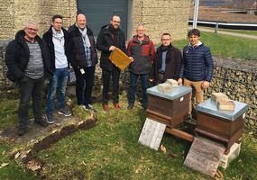 InnovationLab hands over their pressure sensors printed on thin foil to the SAP project team „Save the Bees“ and the local Beekeeping Association St. Ingbert 
