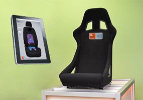 Ein Autositz ausgestattet mit flexibel bedruckten Drucksensoren